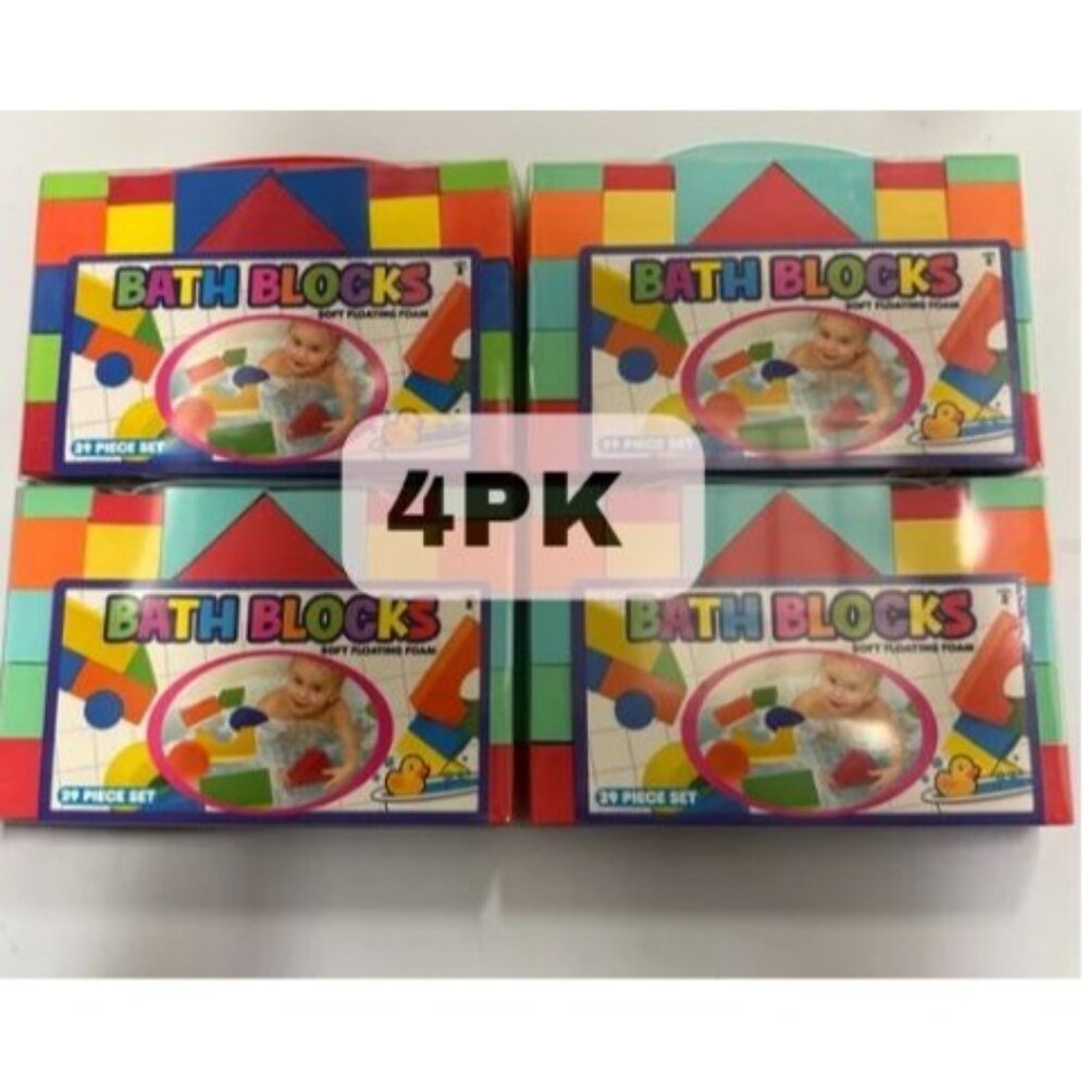Children’s Bath Blocks Soft Floating Foam 29 Piece Set. 4PK